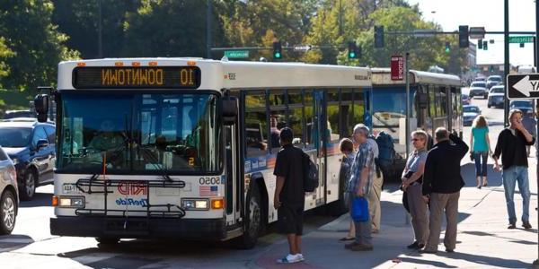 Riders get on Denver bus