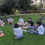 Students sitting outside