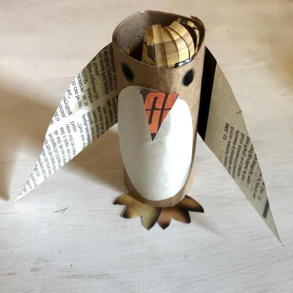 penguin made of toilet paper tube