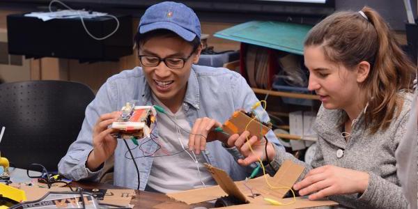 Students working on in Atlas Institute materials lab