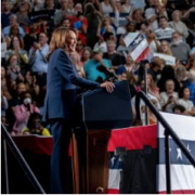 Kamala Harris in front of huge crowd