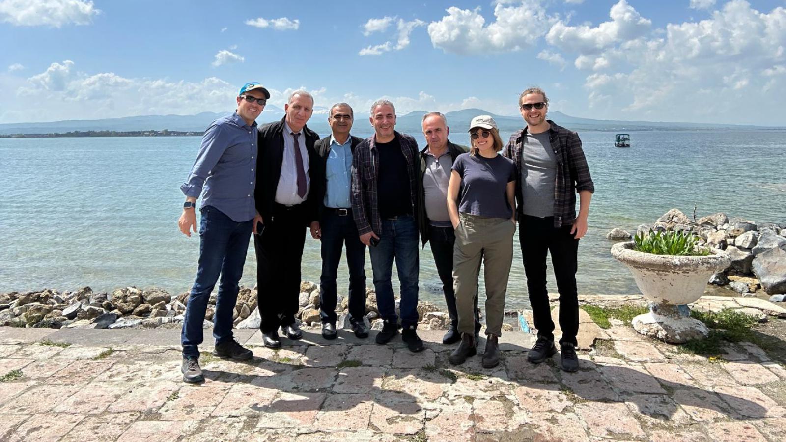 The CU Boulder Team and Armenian representatives on the shore of Lake Sevan.