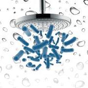 Shower head and bacteria graphic