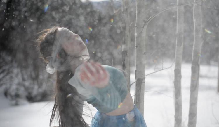 Rae Lewark performing in snow