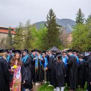 Graduates gathered on Norlin Quad before the commencement procession