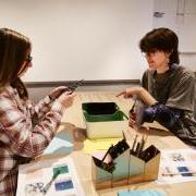 Students do a craft at the CU Art Museum