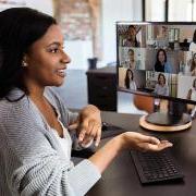 Person in a virtual Zoom meeting